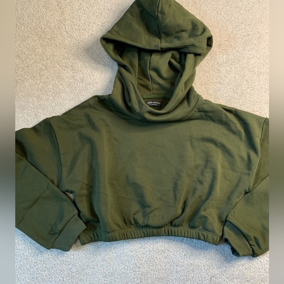 NWOT Naked Wardrobe Green Cropped Hoody Womens Small - Picture 4 of 8